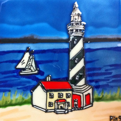 House Sailboats Wall Décor 8x8" Hot Plate and Trivet Ceramic Art Tile