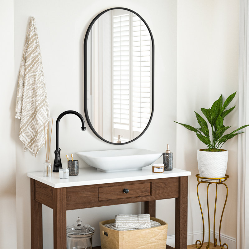 Miroir mural Diahn, 29,64 po x 16,77 po, Noir