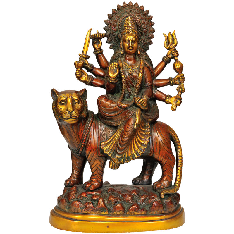 Déesse Durga avec son lion sur la montagne
