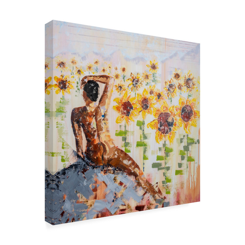Art mural sur toile tendue - «Myflores» par Julie Atkinson, décoration murale pour le salon, la chambre à coucher ou le bureau - 14 x 14