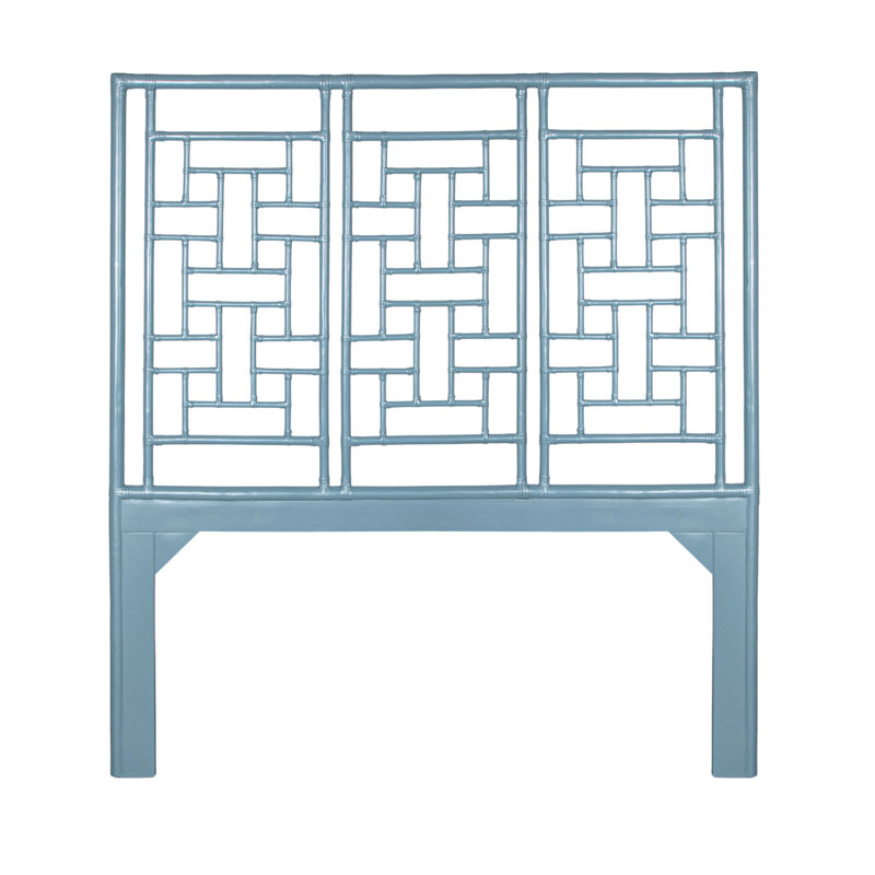 Ohana Rattan Open-Frame Headboard, Queen, Pool Blue