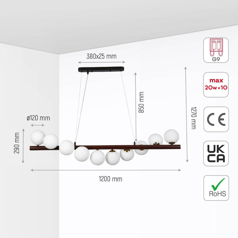 Amadeu 10 - Light Kitchen Island Chandelier