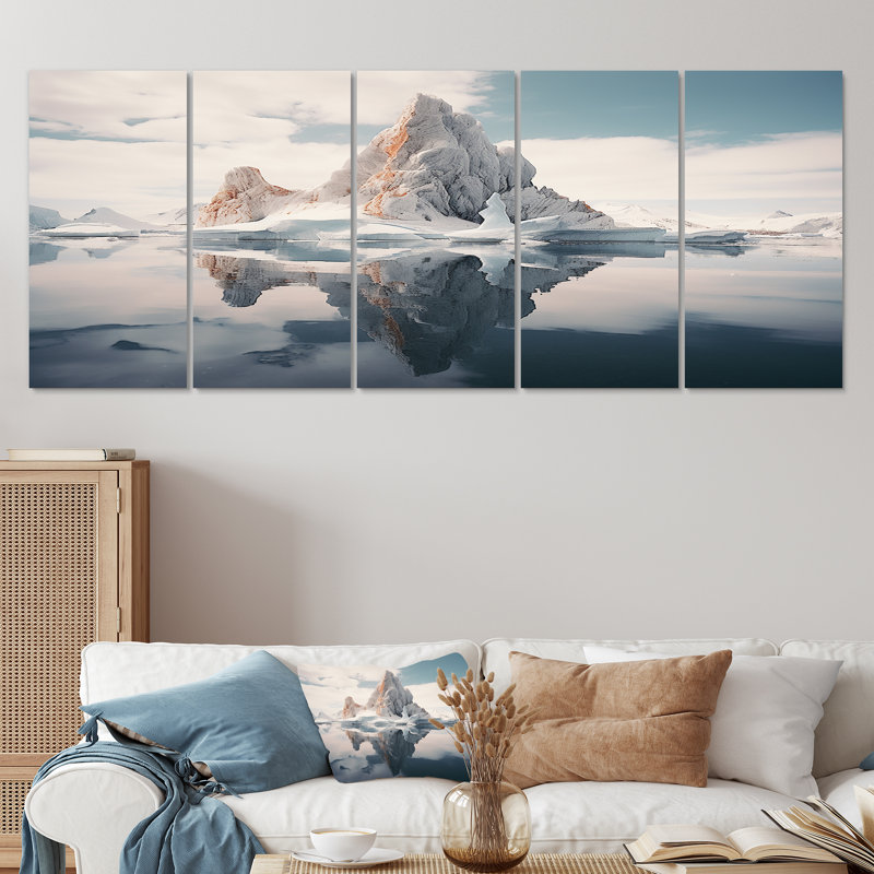Ensemble 5 pièces d'art mural majestueux Iceberg, H 32 po x l 80 po