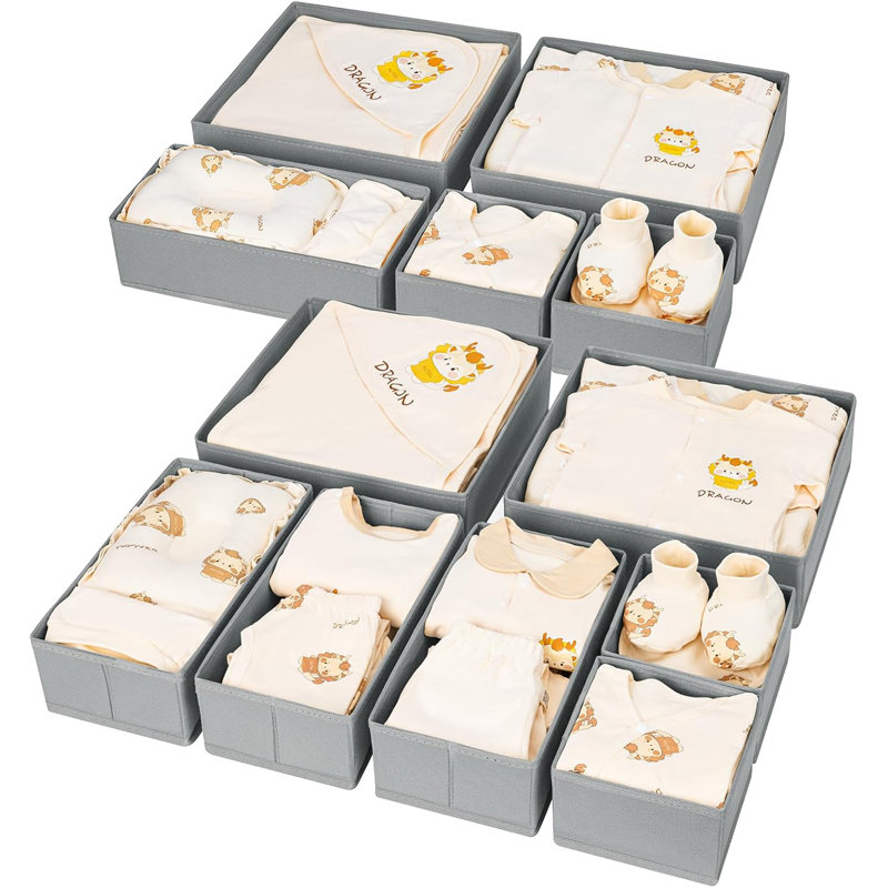 Organisateurs de tiroir pliables - Ensemble de 12 pièces pour vêtements, sous-vêtements, chaussettes, articles de chambre de bébé