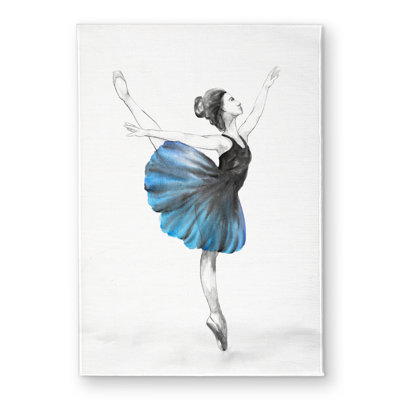 Small Blue Ballerina - Black Romantic Indoor Outdoor Door Mat