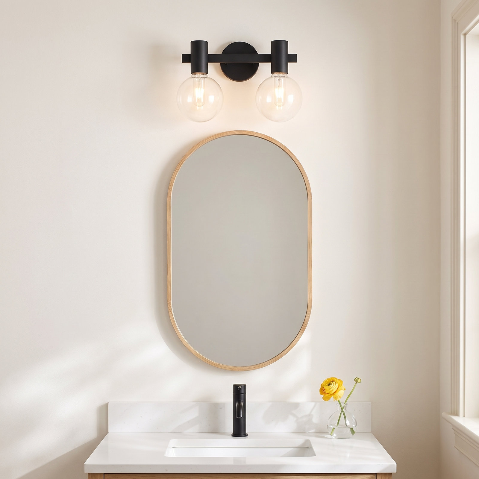 Sanu 2-Light Bath Sconce, Matte Black