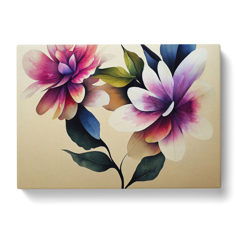 Charming Watercolour Flowers - Wrapped Canvas, 35cm H x 50cm W x 3cm D