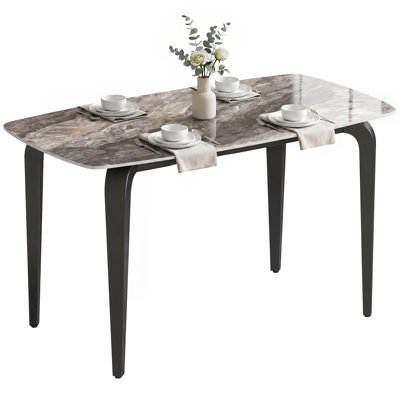 Stone Top Metal Base Dining Table