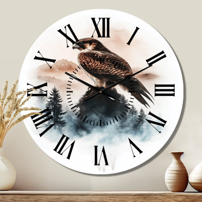Falcon at the Peak II - Nature Metal Wall Clock