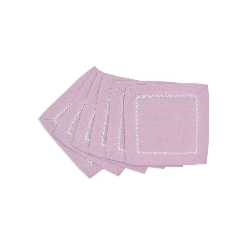Inverted Picot Edge Cocktail Napkin, French Rose