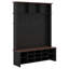 4-In-1 Hall Tree With 6 Hooks, Walnut Entryway Bench With Adjustable Shelves, Shoe Organizer With 16 Open Compartments-238834799