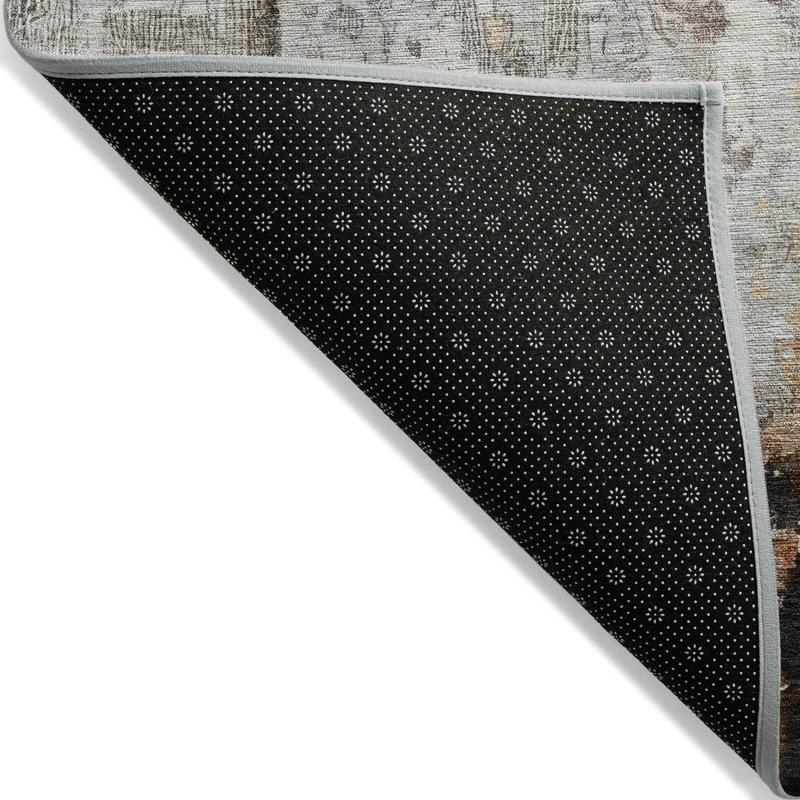 Tapis intérieur lavable abstrait 9 pi x 12 pi gris