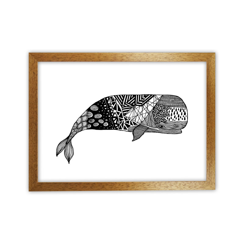 Whale by Carissa Tanton - Print, 34cm H x 46cm W x 3cm D, Oak Framed