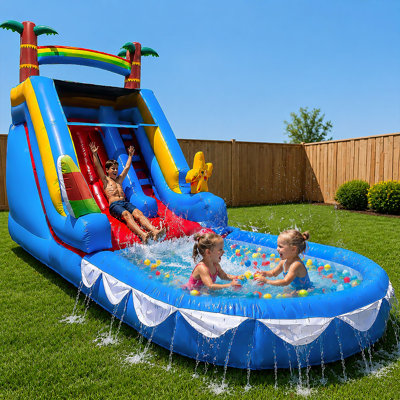 RELUNCH 21' Commercial Inflatable Water Slides For Kids Adults, 100% Pvc Big Backyard Waterslide Splash Water Pool, Wave Outdoor Slide Park With Blower