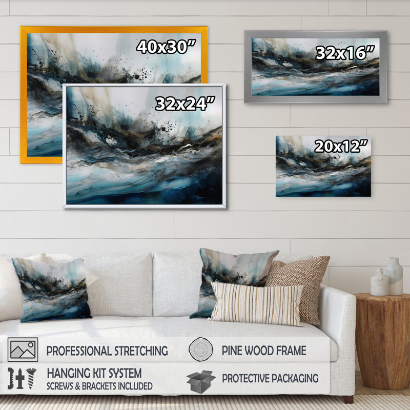 Stagbriar bleu et l'essence de la nature III sur toile, Cadre photo noir, H 12 po x l 20 po x P 1 po