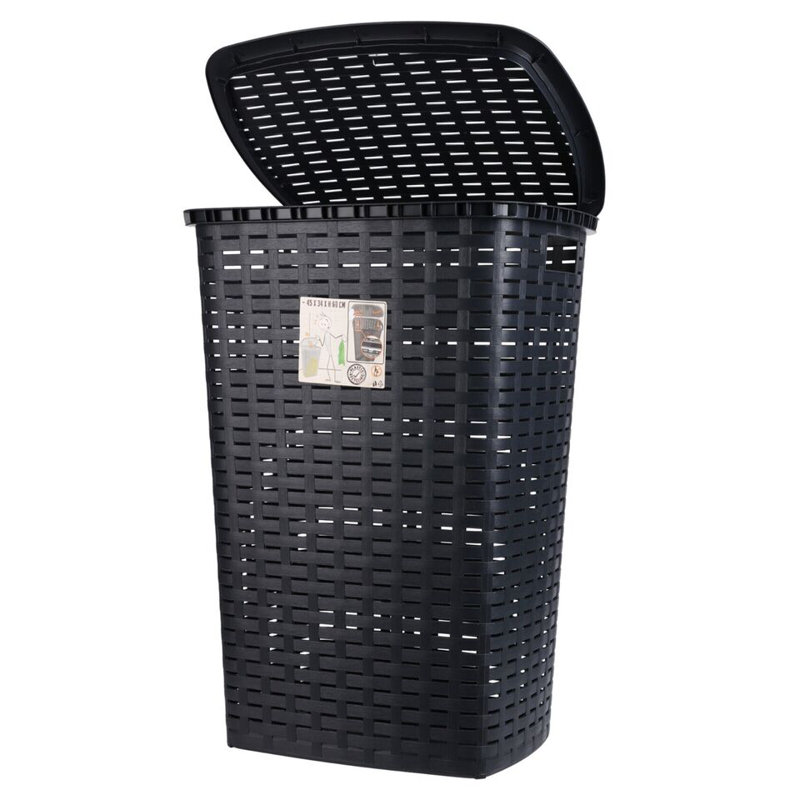 Plastic Laundry Hamper, Black