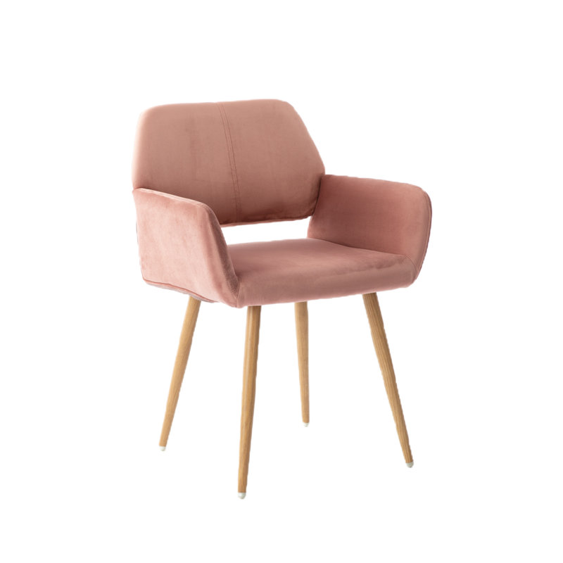 Chaise rembourrée en velours à dossier ouvert, Rose