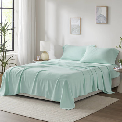 Ensemble de 3 draps simples, 100% molleton, toucher à la main, boulochage, non pelucheux, entretien sans effort