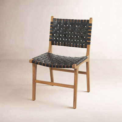 Markus Woven Genuine Leather Side Chair