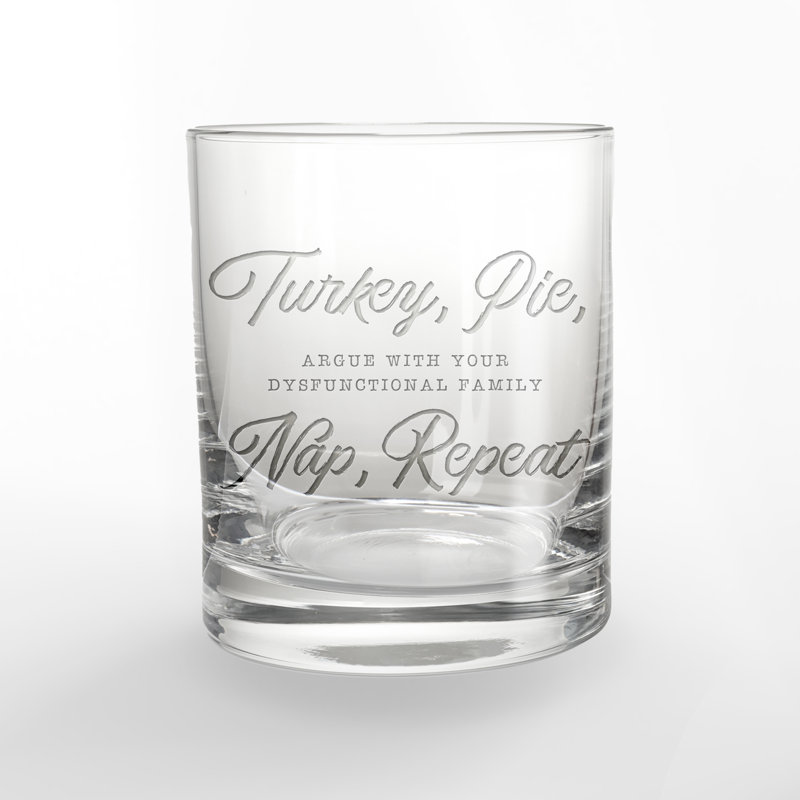 Turkey Pie Nap Repeat Etched Whiskey Glass