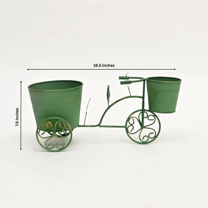 Pot à fleurs décoratif décoratif vert patiné - 16,5 x 7,5 x 7,5 po