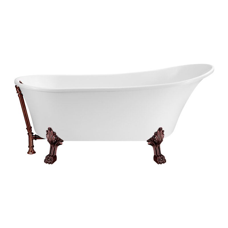 55" Streamline Clawfoot Soaking Acrylic Bathtub, Polished Chrome, Polished Chrome