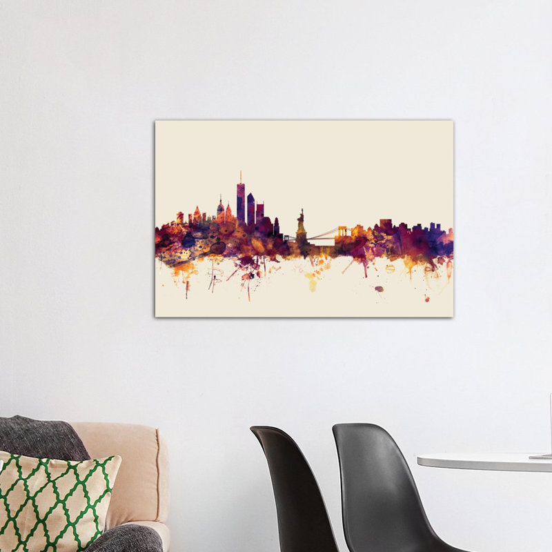 «New York City» par Michael Tompsett, impression sur toile tendue beige, H 26 po x l 40 po x P 1,5 po, Toile tendue
