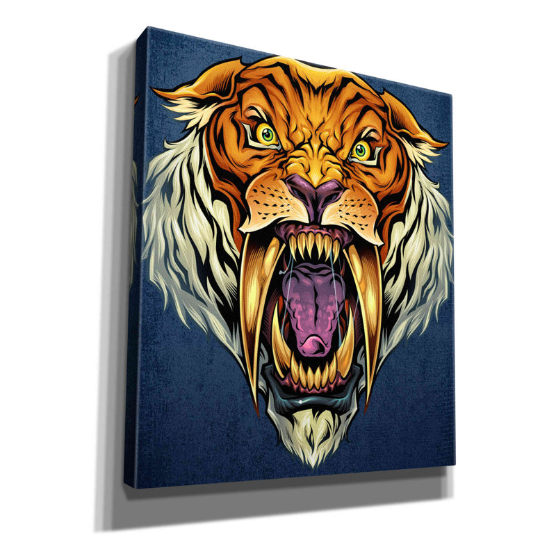 Daylen " Sabertooth Tiger Mascot ", 30" H x 26" W x 1.5" D
