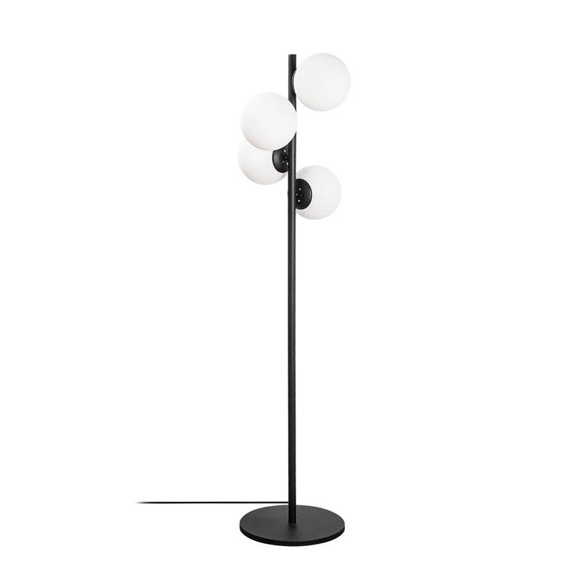 Glamorous Floor Lamp with Metal Body & Glass Cap, 51.2 in Height | 15 in Cap Diameter, 15 in Cap Height | 4 x E27 Socket (Max 40W) | 6.6 ft Cable | Elegant Finish, Perfect for Living Room, Bedroom, & Office Decor, IP20 Rated