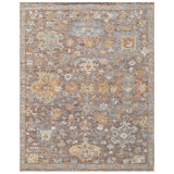 Hand Knotted Wool Floral Area Rug in Brown