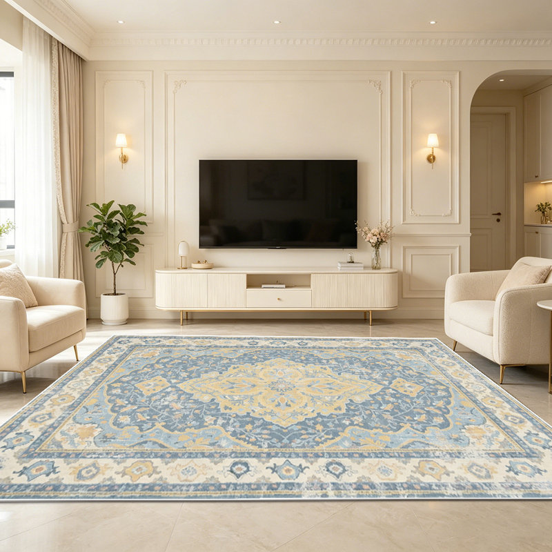 1PC Vintage Persian Distressed Floral Medallion area rugs for Living Room, Soft and Comfortable, Suitable for all seasons, easy-to-maintain, machine washable Indoor floor mat, Under Table Farmhouse suitable for dining table, bedroom, entryway,