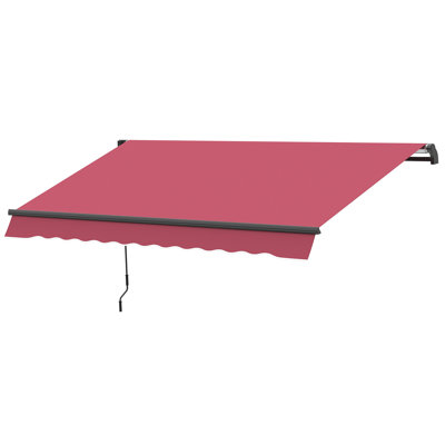 Auvent de patio rétractable 10 pi x 8 pi avec manivelle manuelle. Et eau - Tissu, cadre en aluminium pour cour, balcon, terrasse. Auvent rouge Rosy 8 pi, terrasse, balcon