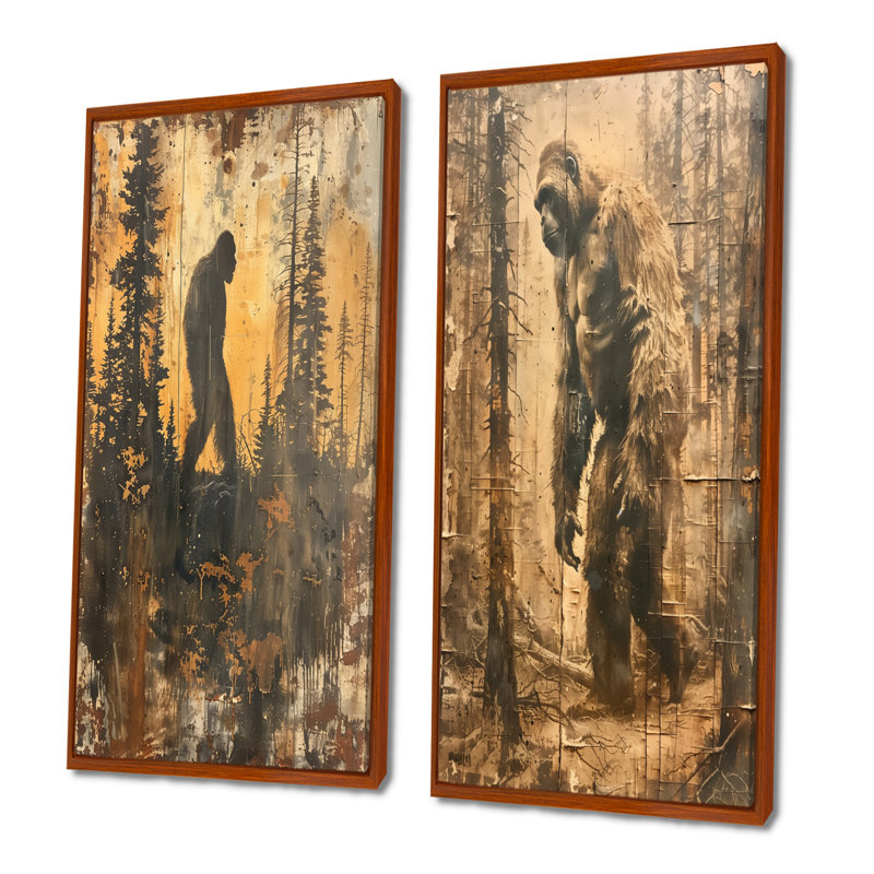 Chupp - ensemble d'art mural Bigfoot 2 pièces, H 40 po x l 40 po, Impression encadrée, Brun