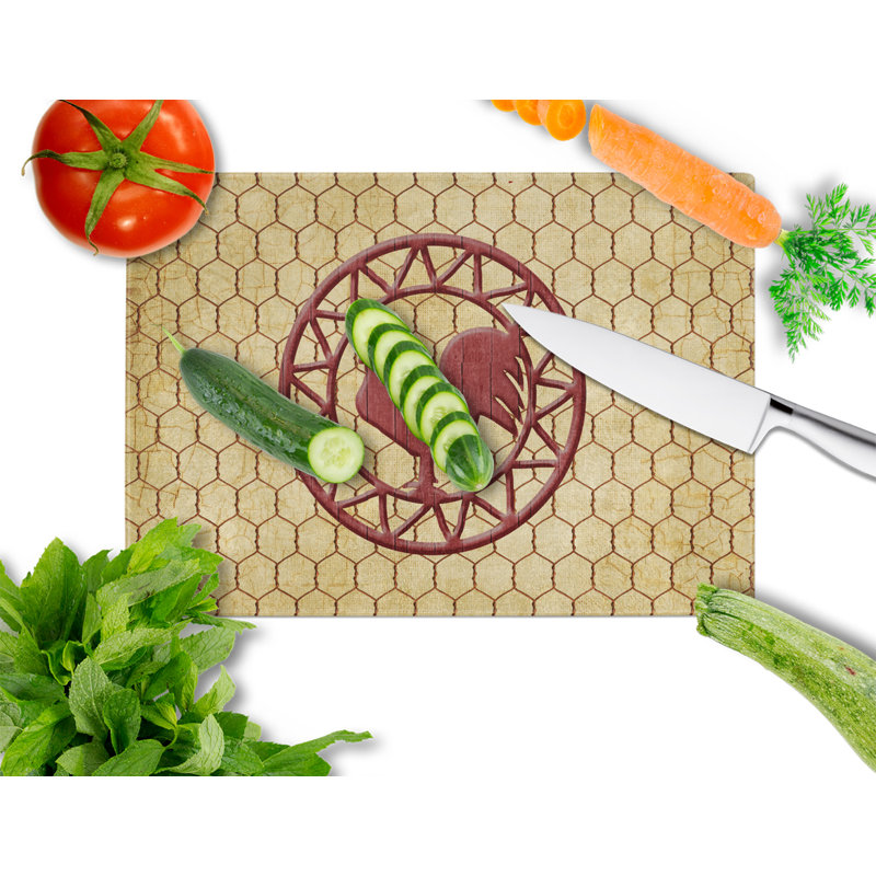 Jaiden Rooster Chicken Coop Glass Cutting Board