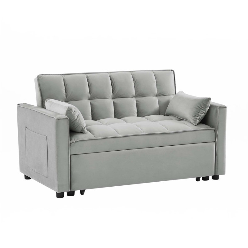 Canapé-lit en velours avec futon et causeuse