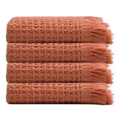 Waffle Turkish Cotton Kitchen & Guest Towel Set of 4