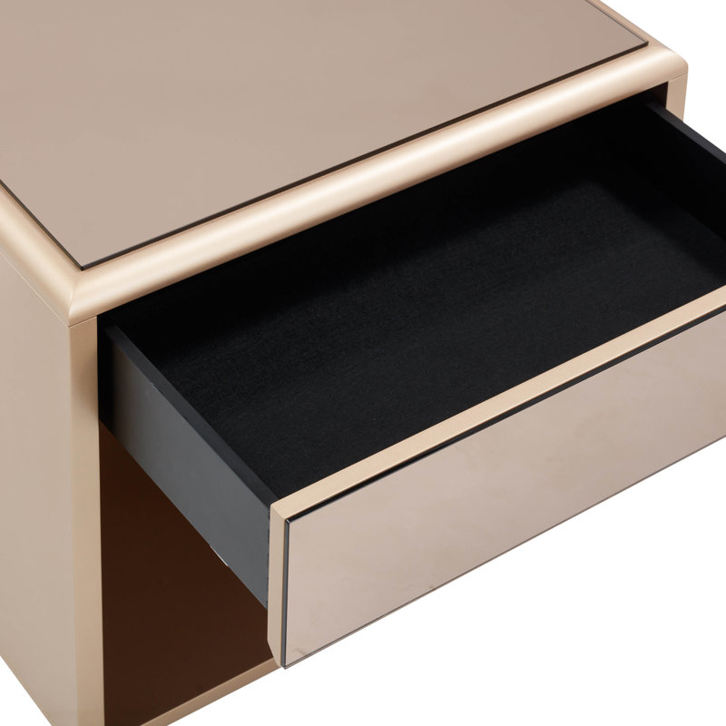 Table de chevet à miroir Martha Taupe