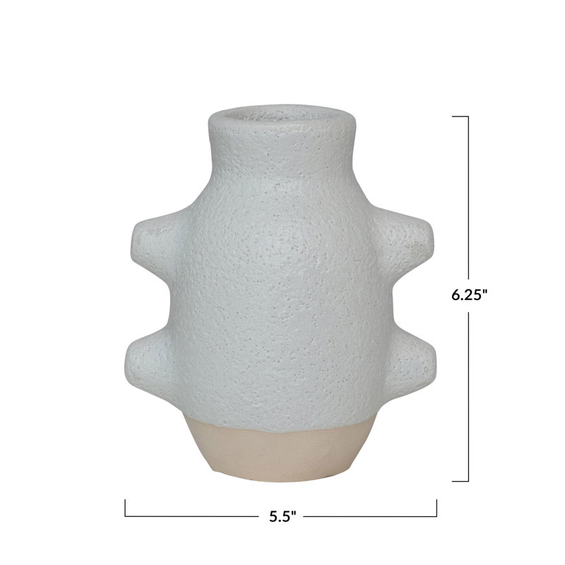 Abstract Stoneware Vase Volcano, 6.3" H x 5.51" W x 3.94" D