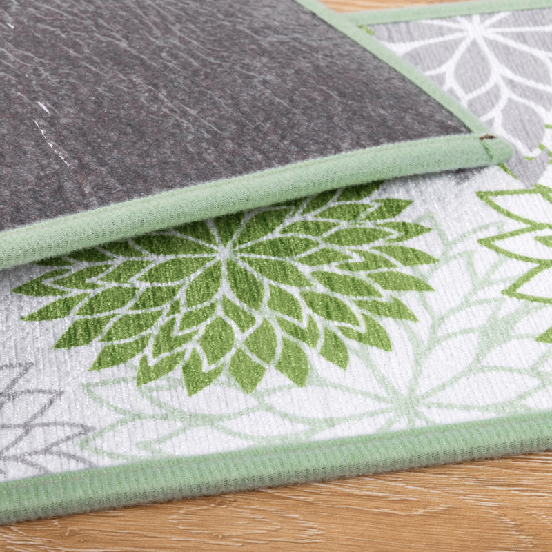 Tapis d'escalier intérieur antidérapant, Vert / Gris