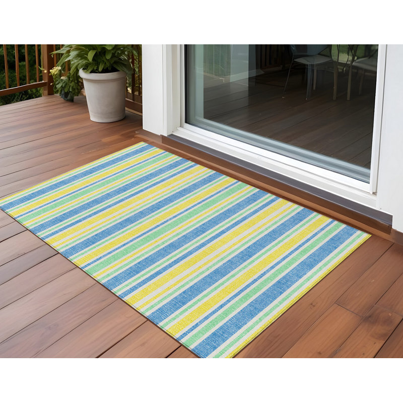 Tapis intérieur antidérapant à rayures jaunes 2 pi x 3 pi