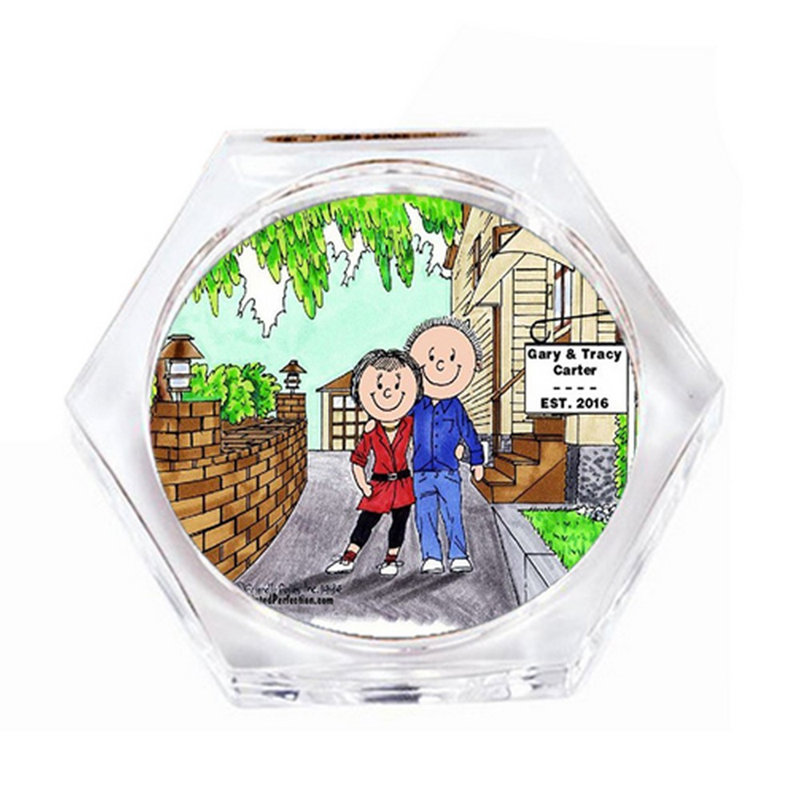 Ensemble de 4 sous-verres personnalisés New Home - Couple, Oui