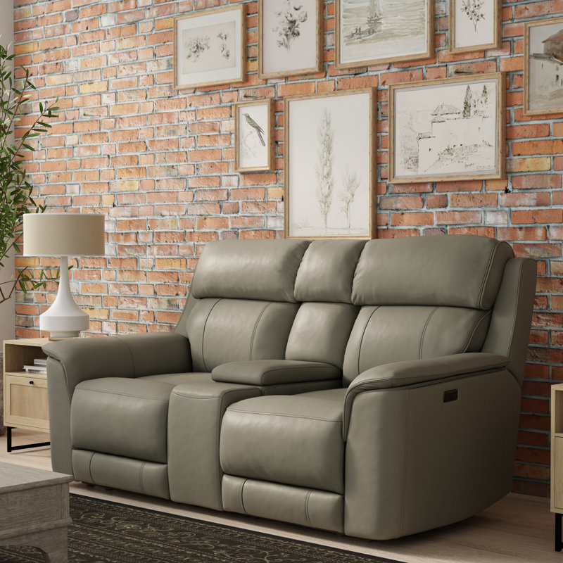 Dual Power Reclining Love Seat with Console, Gray