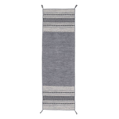 Azizi Striped Hand Woven Cotton Grey Rug