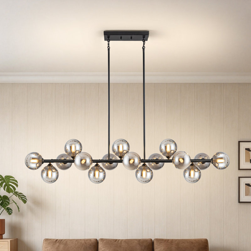 16 - Light Black Sputnik Linear Chandelier For Dining Room