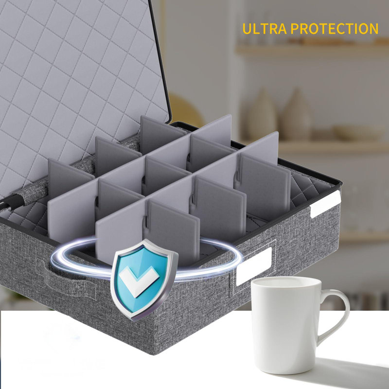 Storage Containers Hard Shell Box For Moving Dishes, Plate, Saucers, Dinnerware, Mugs, For Packing Fine China Storage Containers 5Piece Grey