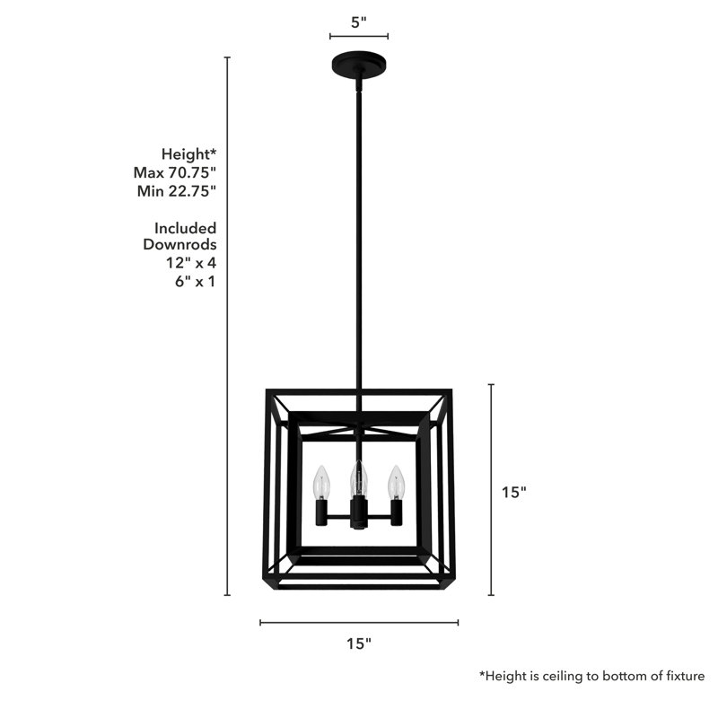 Hunter 18 Inch Doherty 4 Light Chandelier Ceiling Light Fixture, Natural Iron, 15" H x 15" W x 15" D