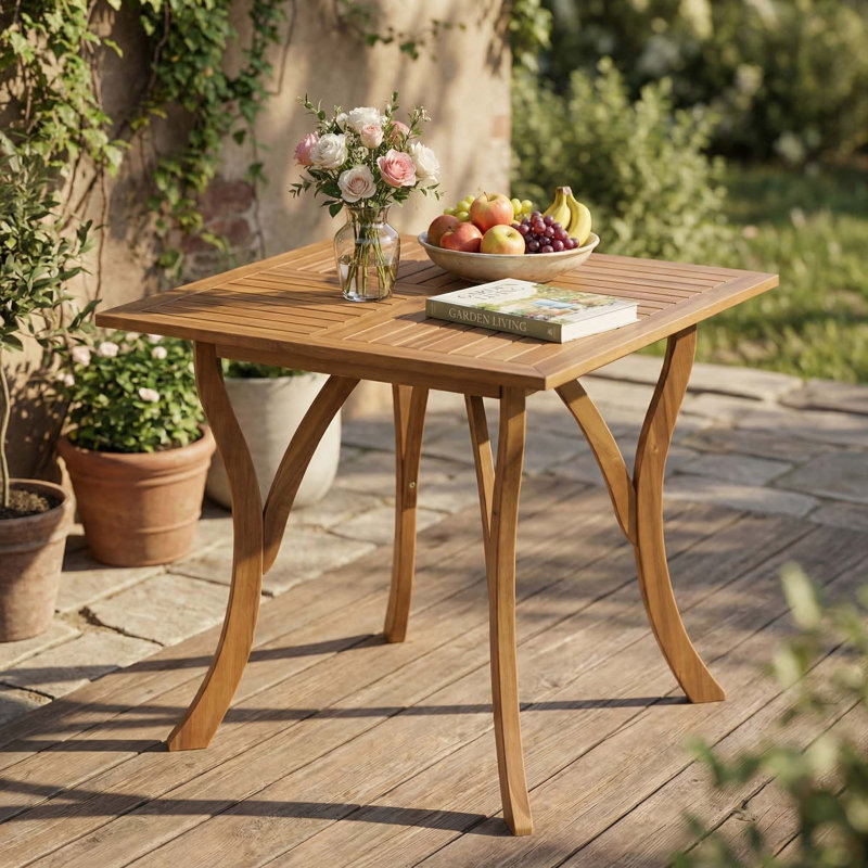 Table de salle à manger d'extérieur carrée en bois d'acacia