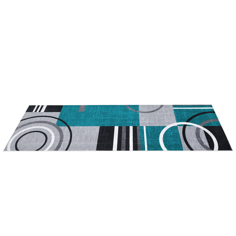 Modern Area Rug Non Slip Rug Accent Throw Rugs Stain Resistant Floor Carpet for Living Room, Blue, Rectangle 10' x 13'