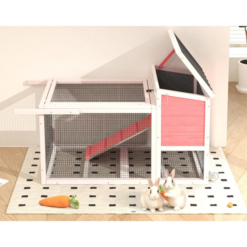 Cage à lapin intérieure et extérieure avec roulettes, Satin