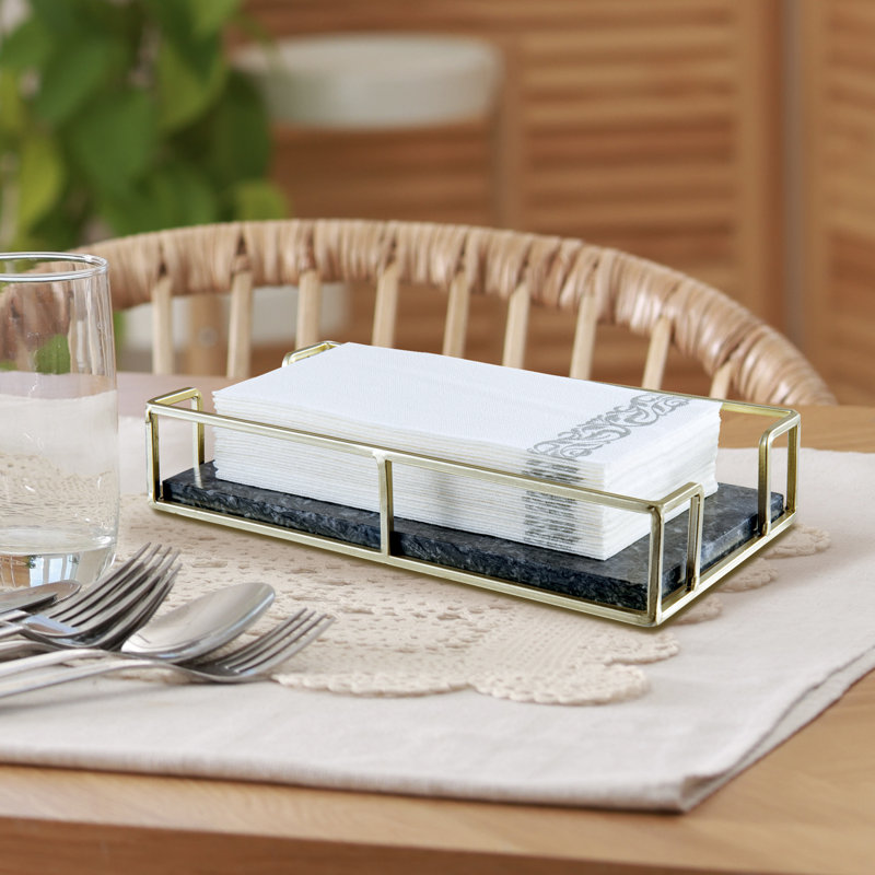 Marble and Metal Freestanding Paper Towel Holder